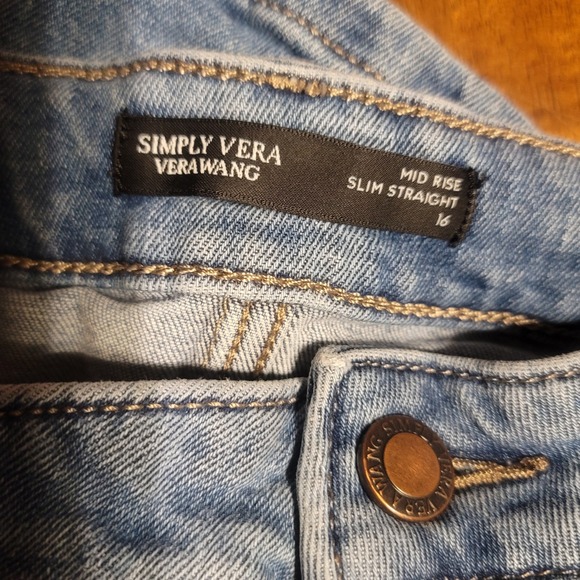 SIMPLY VERA Mid Rise Slim Straight Womens Sz 16 Jeans 34x27 - Picture 4 of 5